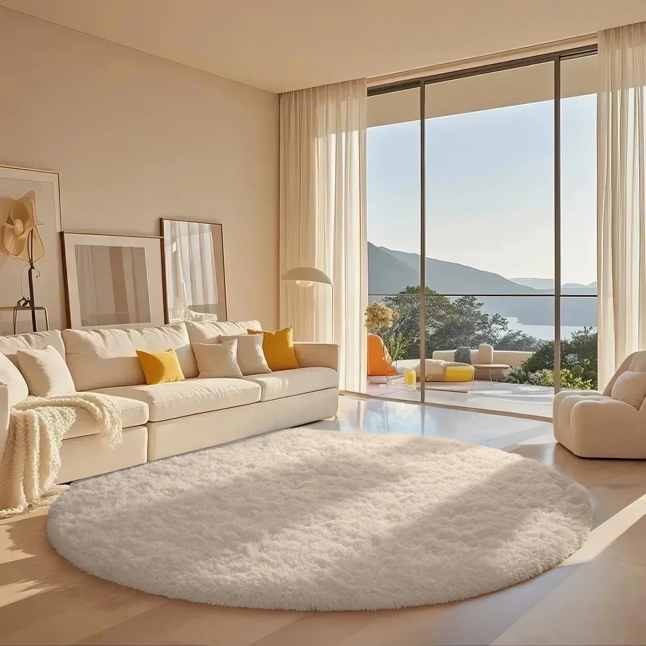 Ophanie | Round Rug | 7 Ft | White