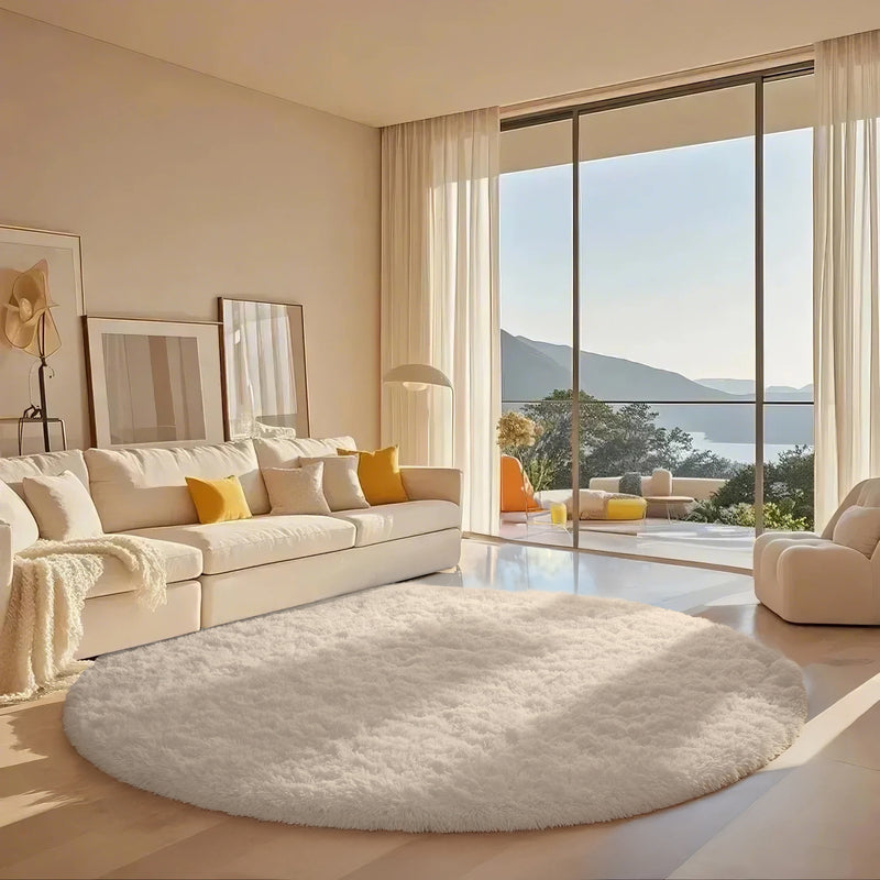 Ophanie | Round Rug | 7 Ft | White-zoom-