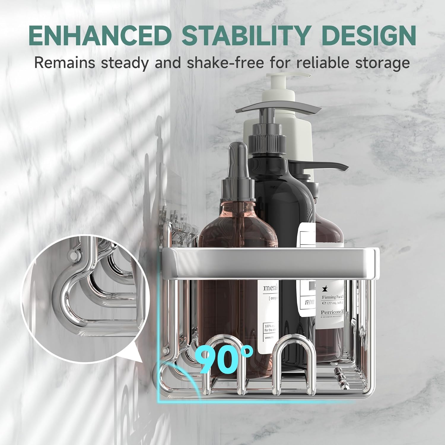 Veken Rustproof Shower Caddy 6-Pack, Ideal for Gift, Large Wall Mounted Rack, Bathroom Shelves Over Toilet, Organizer Storage Accessories with Soap Dish & Toothbrush Holder, Silver - aborderproducts