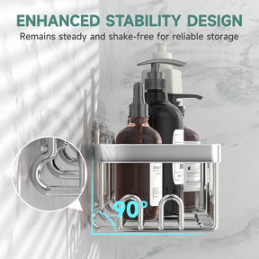 Veken Rustproof Shower Caddy 6-Pack, Ideal for Gift, Large Wall Mounted Rack, Bathroom Shelves Over Toilet, Organizer Storage Accessories with Soap Dish & Toothbrush Holder, Silver - aborderproducts