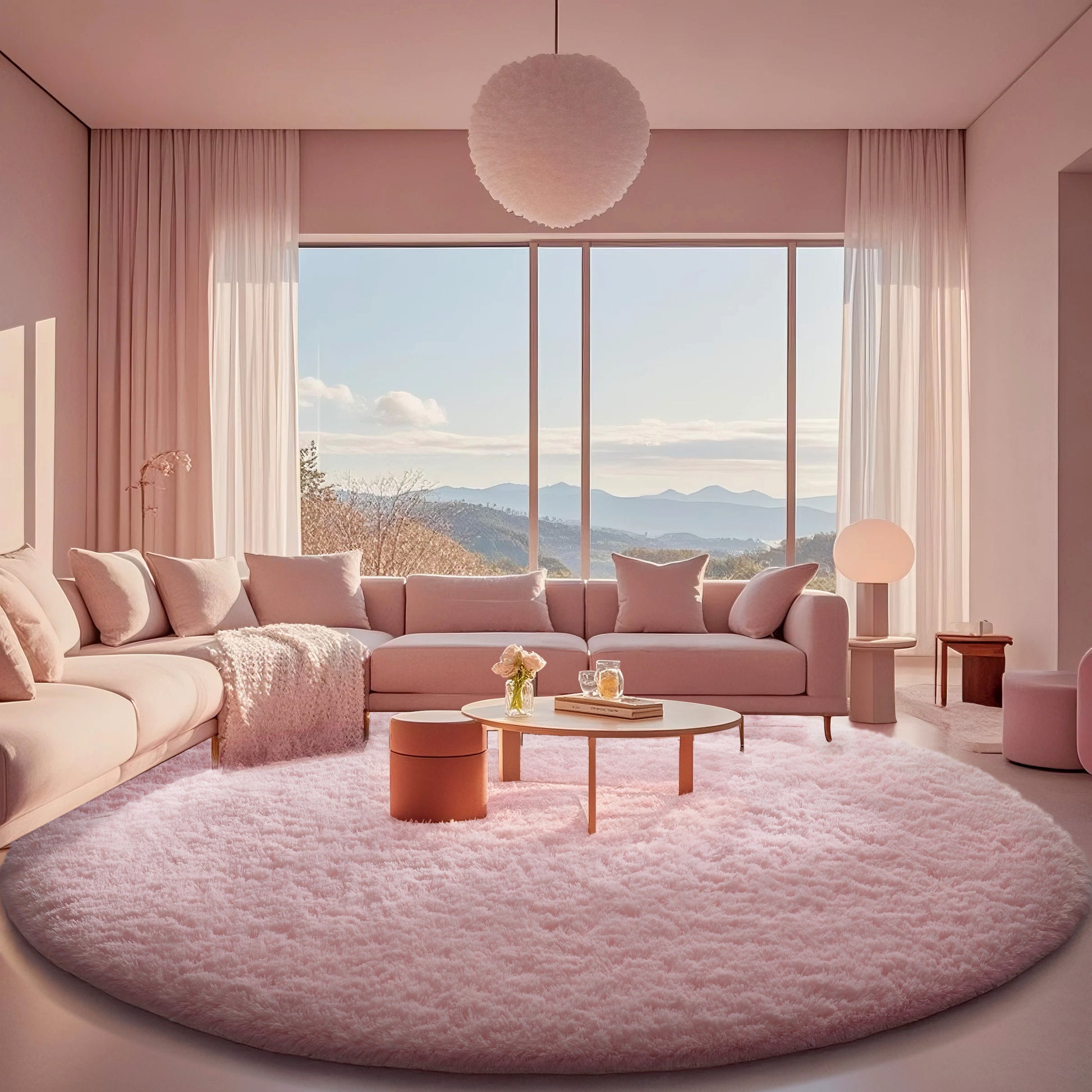 Ophanie | Round Rug | 8 Ft |  Pink - aborderproducts