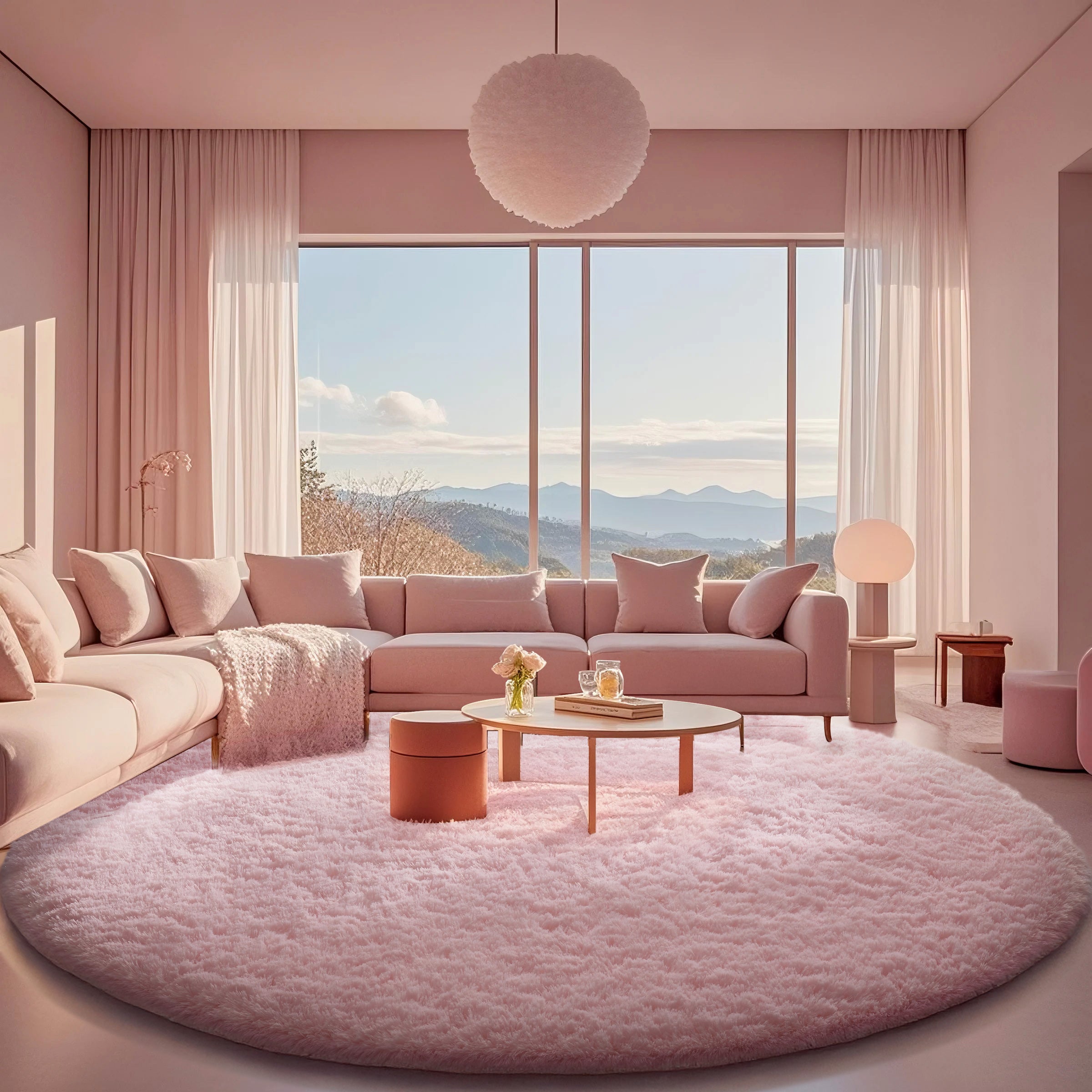 Ophanie | Round Rug | 8 Ft |  Pink - aborderproducts