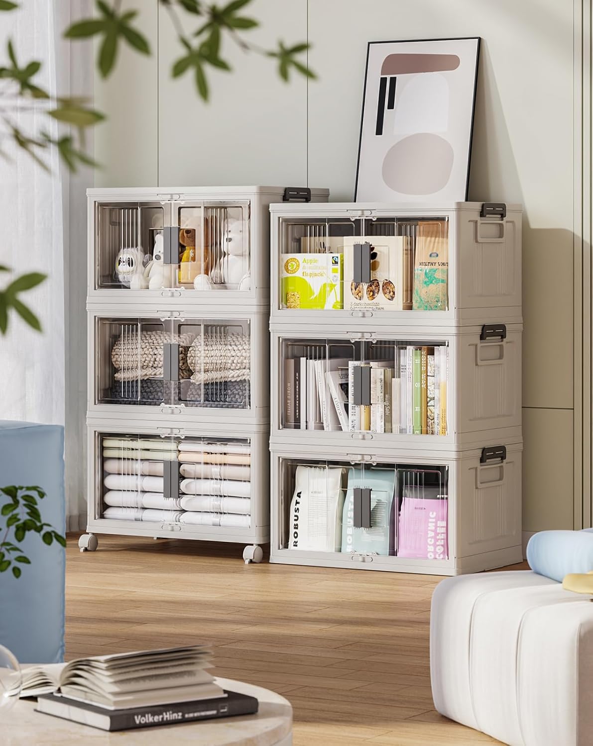 OlarHike | Storage Bins | 48QT | 6 Pack | Warm Gray - aborderproducts