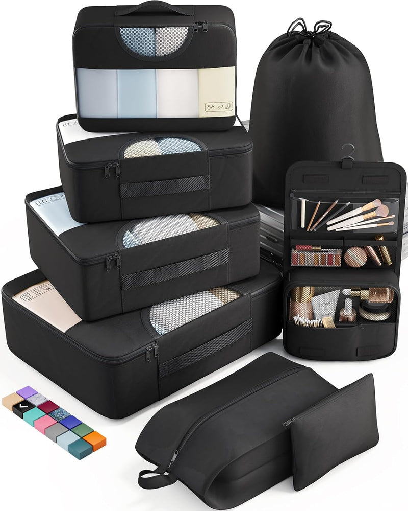Veken | Packing Cubes | 8 Set | Black-zoom-
