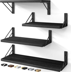 BAYKA  | Floating Shelves | Set of 4 | Black - aborderproducts