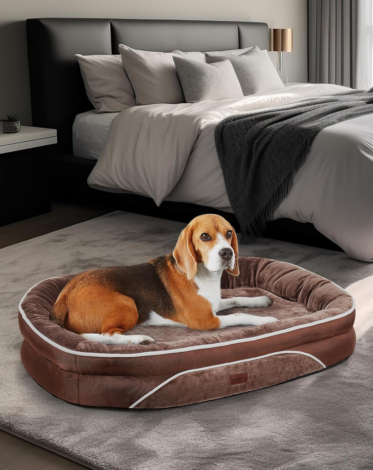 Orthopedic Dog Bed| Large (35 x 28 x 6 Inch) |Brown|OhGeni - aborderproducts
