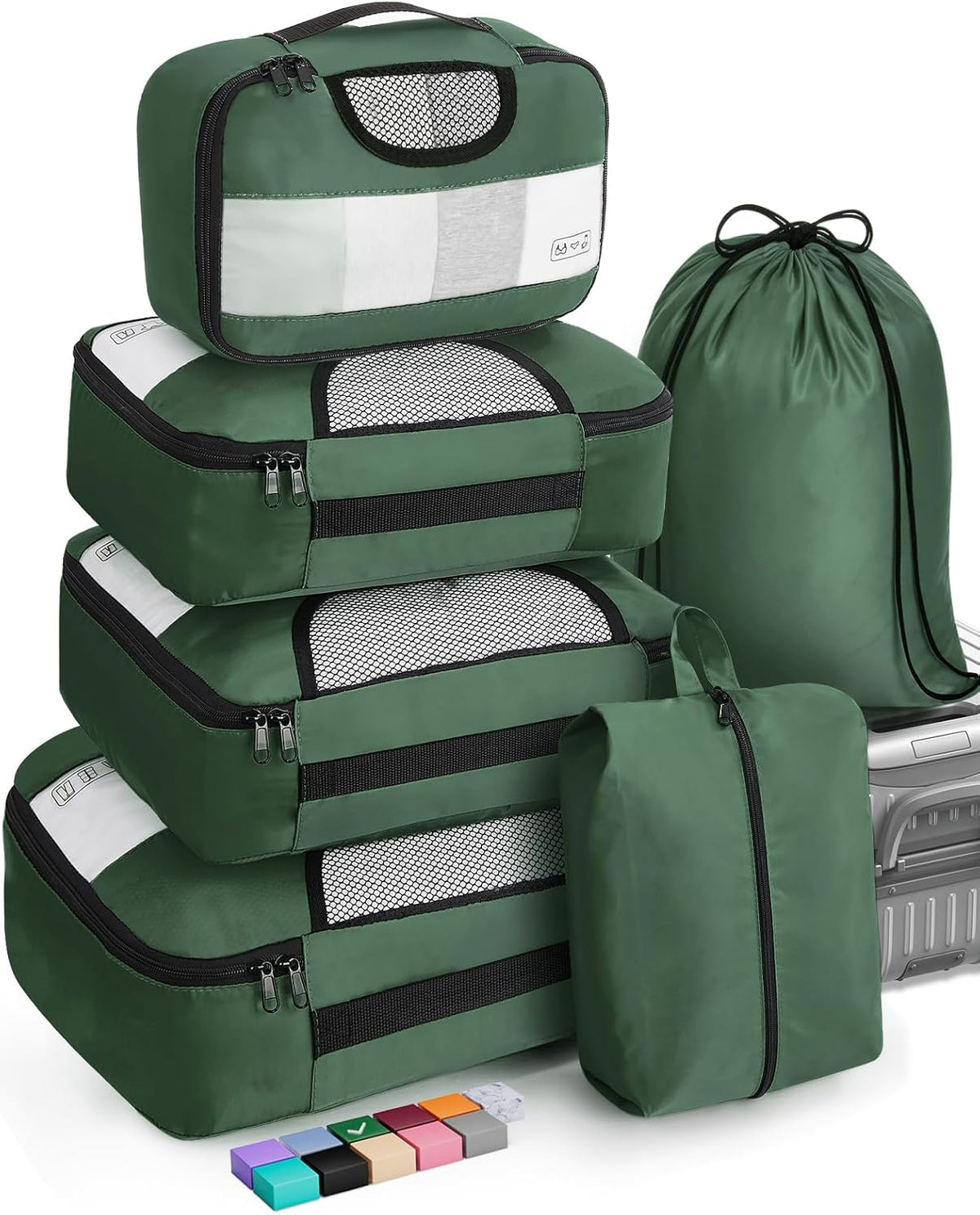 Veken | Packing Cubes | 6 Set | Olive Green