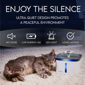 Veken Innovation Award Winner 95oz/2.8L Pet Fountain, Automatic Cat Water Fountain Dog Water Dispenser with Replacement Filters for Cats, Dogs, Multiple Pets (Grey, Plastic) - aborderproducts