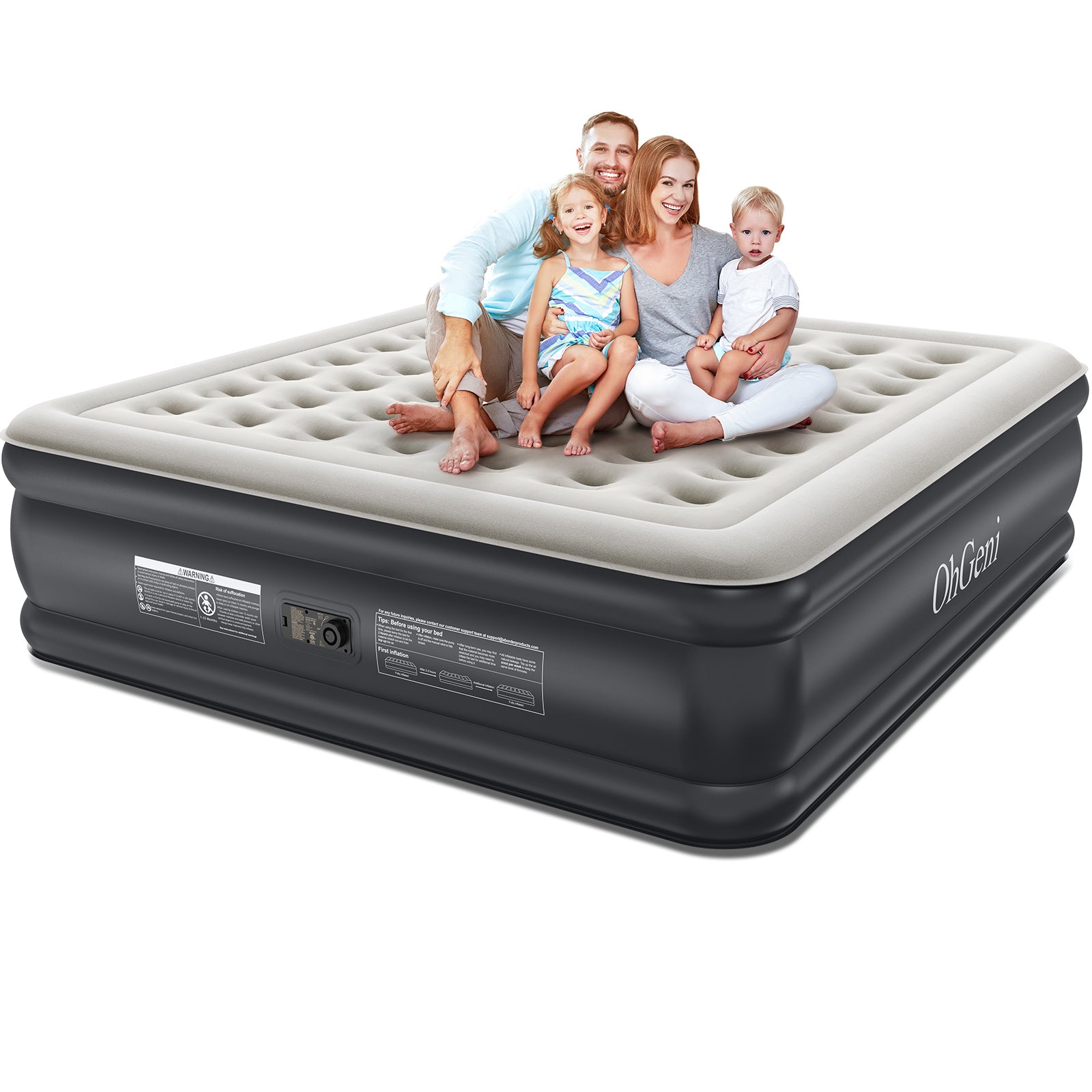 OhGeni | Air Mattress |  King Size | 18''  | Black - aborderproducts