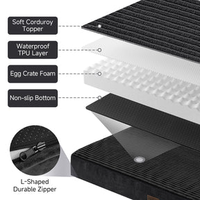 OhGeni | Flat Dog Bed | 47" | Black - aborderproducts