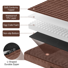 OhGeni | Orthopedic Waterproof & Machine Washable Dog Bed | 36 Inches | Brown