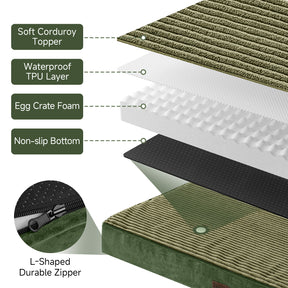 OhGeni | Orthopedic Waterproof & Machine Washable Dog Bed | 41 Inches | Dark Green