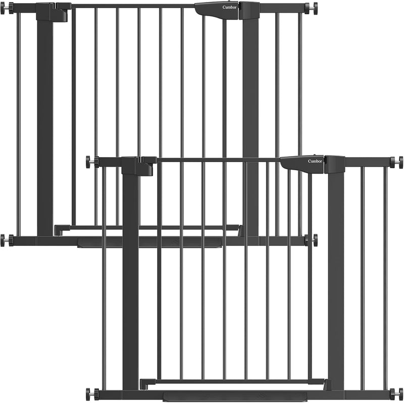 Cumbor 2 Pack| 29.7"-40.6" x 30.5" | Baby Gate for Stairs | Mom's Choice Awards Winner | Black-zoom-