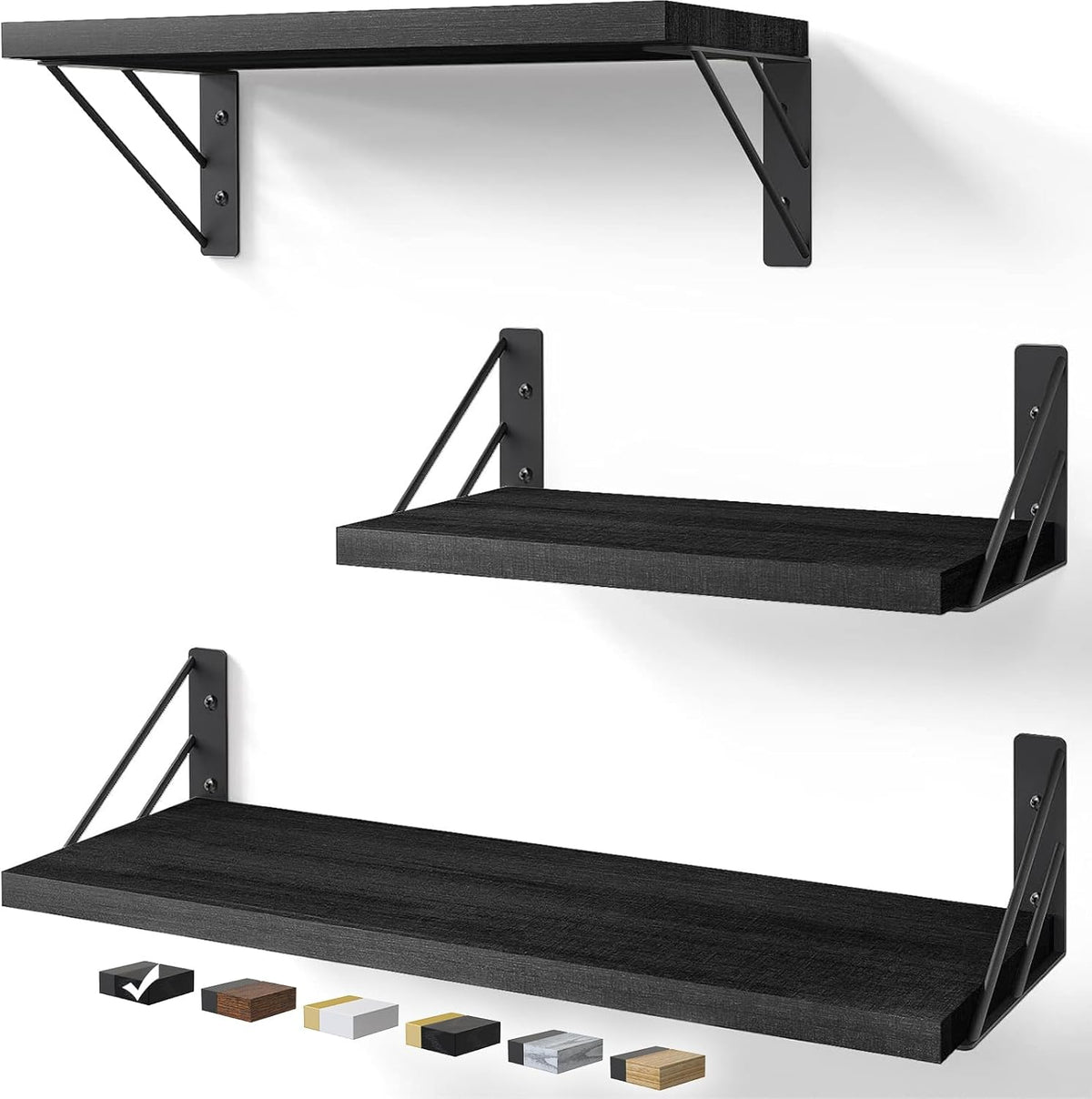 BAYKA | Floating Shelves | 3-Pack | Black