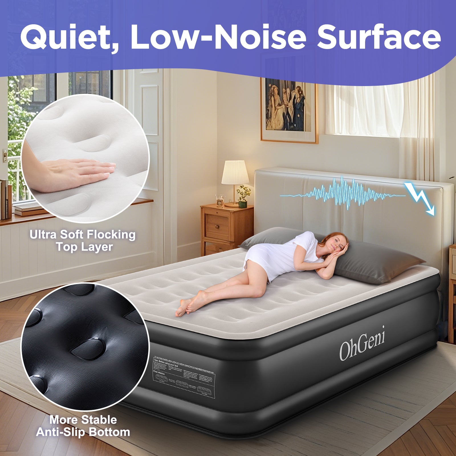 OhGeni | Air Mattress |  Full Size | 18''  | Black - aborderproducts