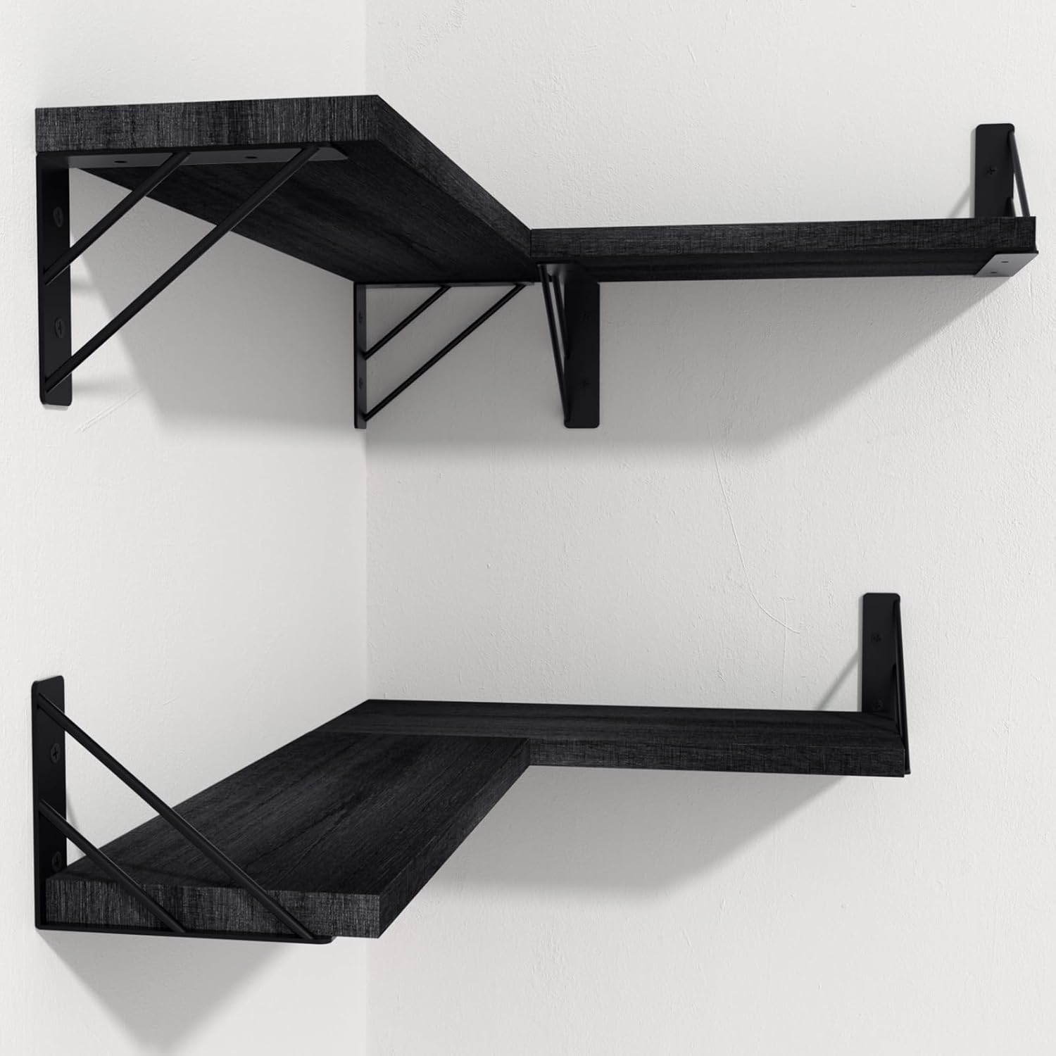 BAYKA | Floating Shelves | Set of 4 | Black - aborderproducts