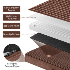 OhGeni | Orthopedic Waterproof & Machine Washable Dog Bed | 44 Inches | Brown - aborderproducts