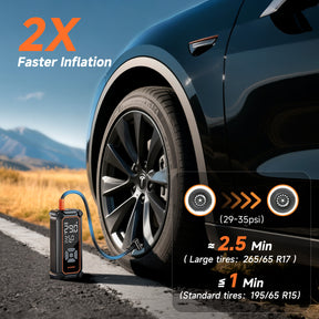 OlarHike Tire Inflator Portable Air Compressor, 9000mAh Battery Powered, 150PSI Dual Mode, Auto Air Pump for Car Tires, Motorcycle, Bicycle,Bike, Electric Pump with LED Light & Digital Pressure Gauge - aborderproducts