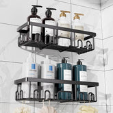 Veken Rustproof & Waterproof Shower Caddy 2-Pack, No Drilling Adhesive Shelves Rack with Soap Holder, Large Capacity Bathroom Organizers and Storage, Wall-Mounted Kitchen & Home Decor, Black - aborderproducts