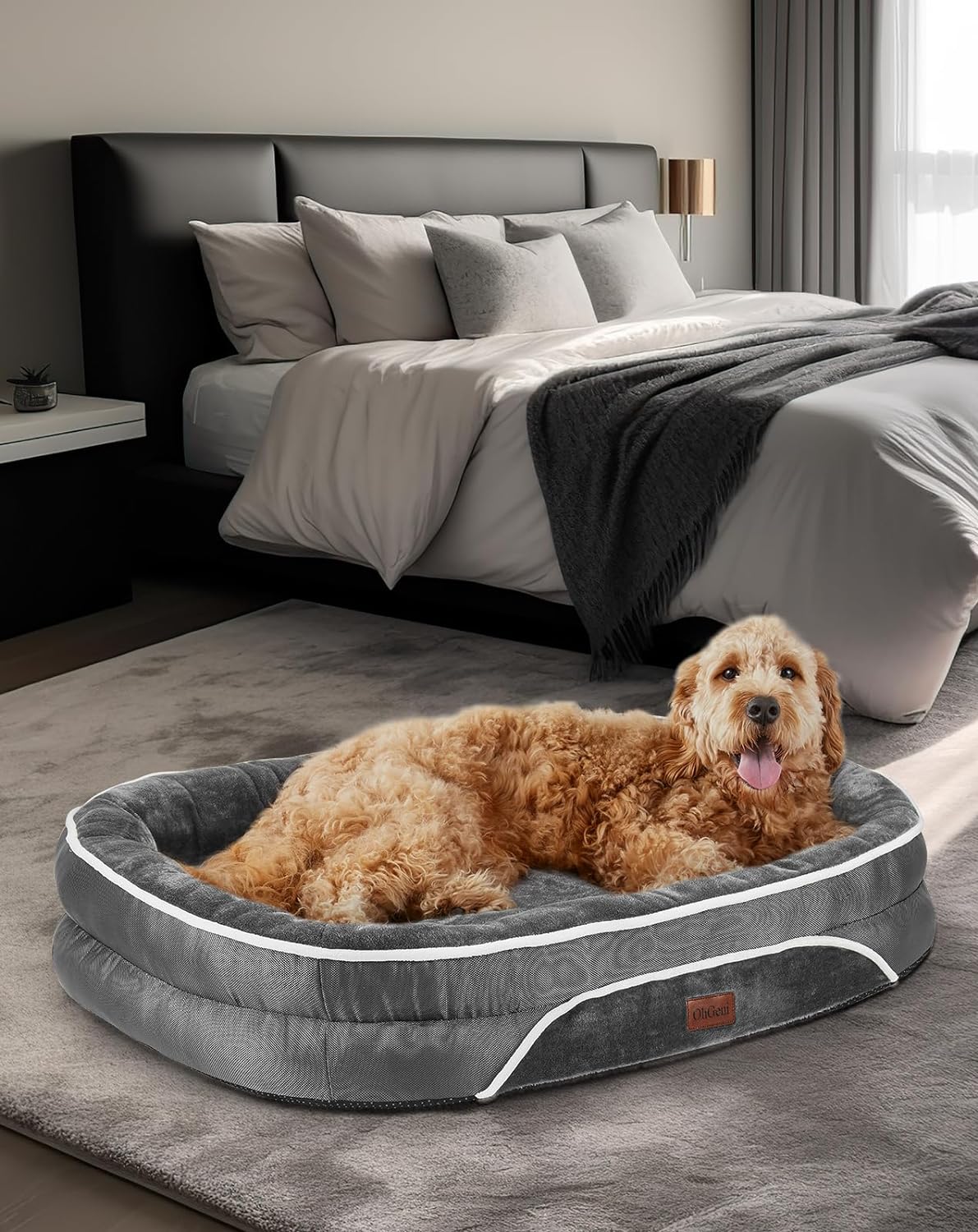 Orthopedic Dog Bed| X-Large (42 x 31 x 7 Inch))|Gray|OhGeni - aborderproducts