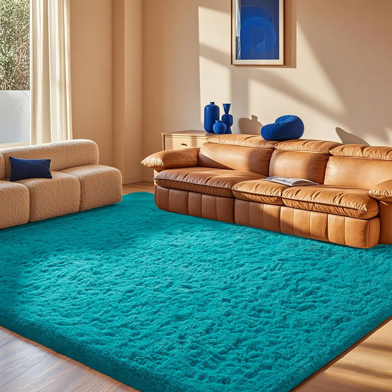 Ophanie 4x6 Area Rug Non Slip Plush Shag Bedroom Living Room Carpet Teal Soft Fluffy Floor Rug-zoom-