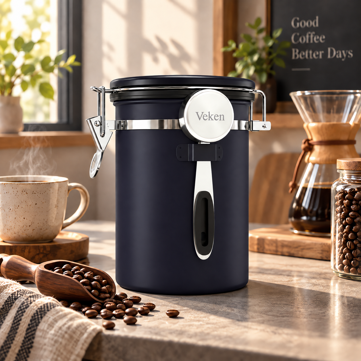 Veken Coffee Canister,Large Airtight Stainless Steel Container-zoom-16