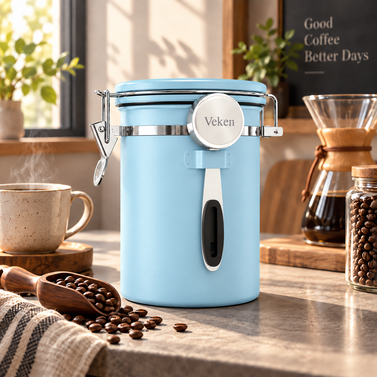 Veken Coffee Canister,Large Airtight Stainless Steel Container-zoom-17