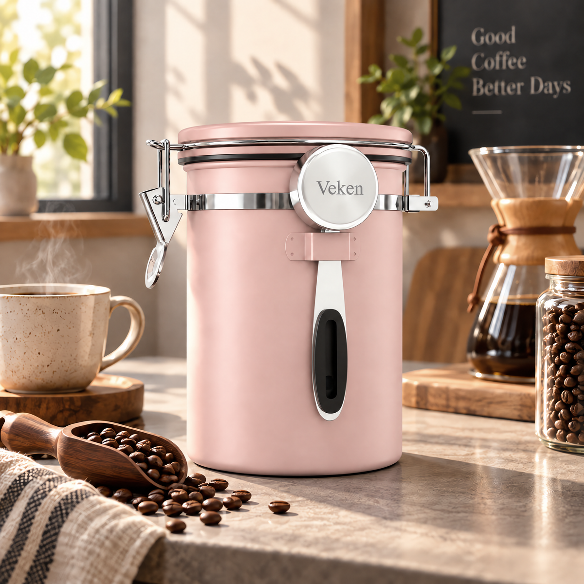 Veken Coffee Canister,Large Airtight Stainless Steel Container-19