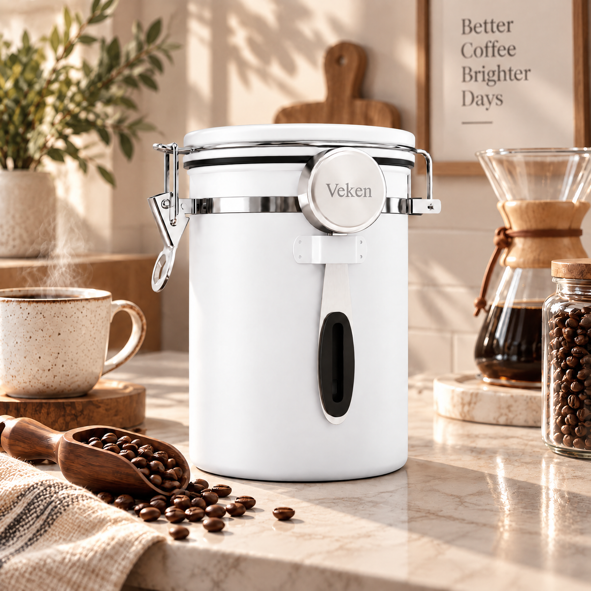 Veken Coffee Canister,Large Airtight Stainless Steel Container-zoom-20