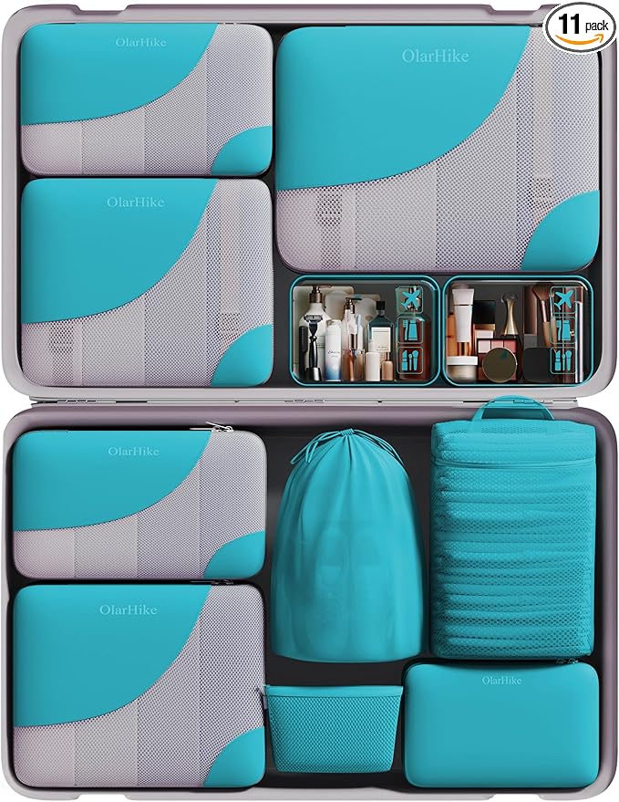 Travel Makeup Organizer M3V1 (6+5) 11-Piece Set Sky Blue