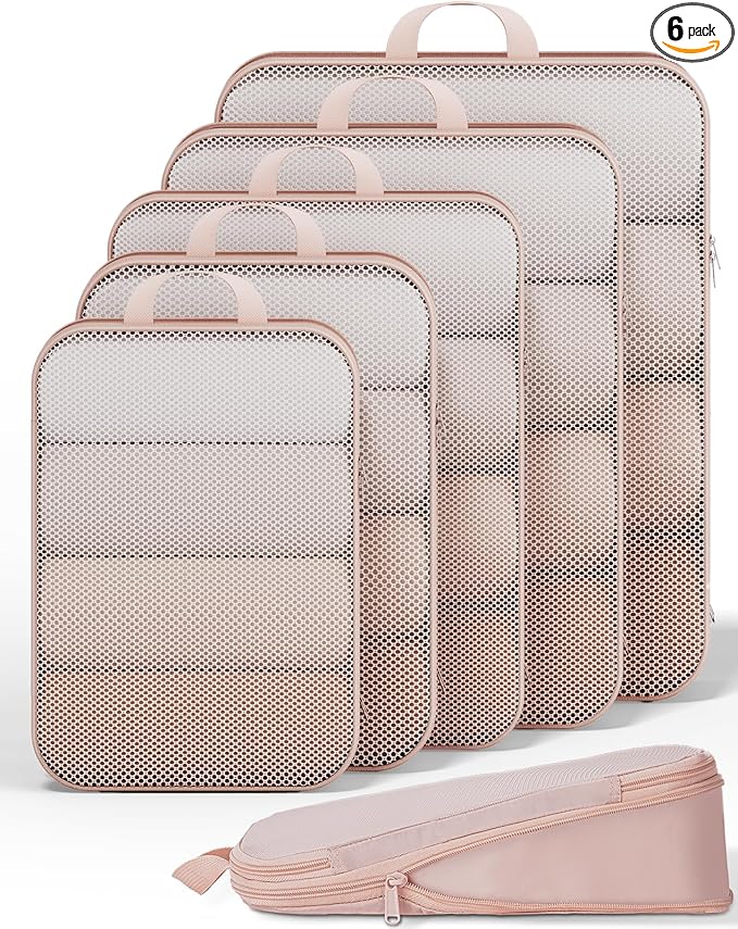 Veken 6 Set Compression Packing Cubes(Beige) - aborderproducts