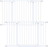 Cumbor 2 Pack 29.7"-51.5" Extra Wide Baby Gate for Stairs, Easy Wall Through Dog Gates for Doorways, Pressure Mounted Pet Gate Indoor, Safety Auto-Close Child Gate for Kids with 4 Wall Cups, White - aborderproducts