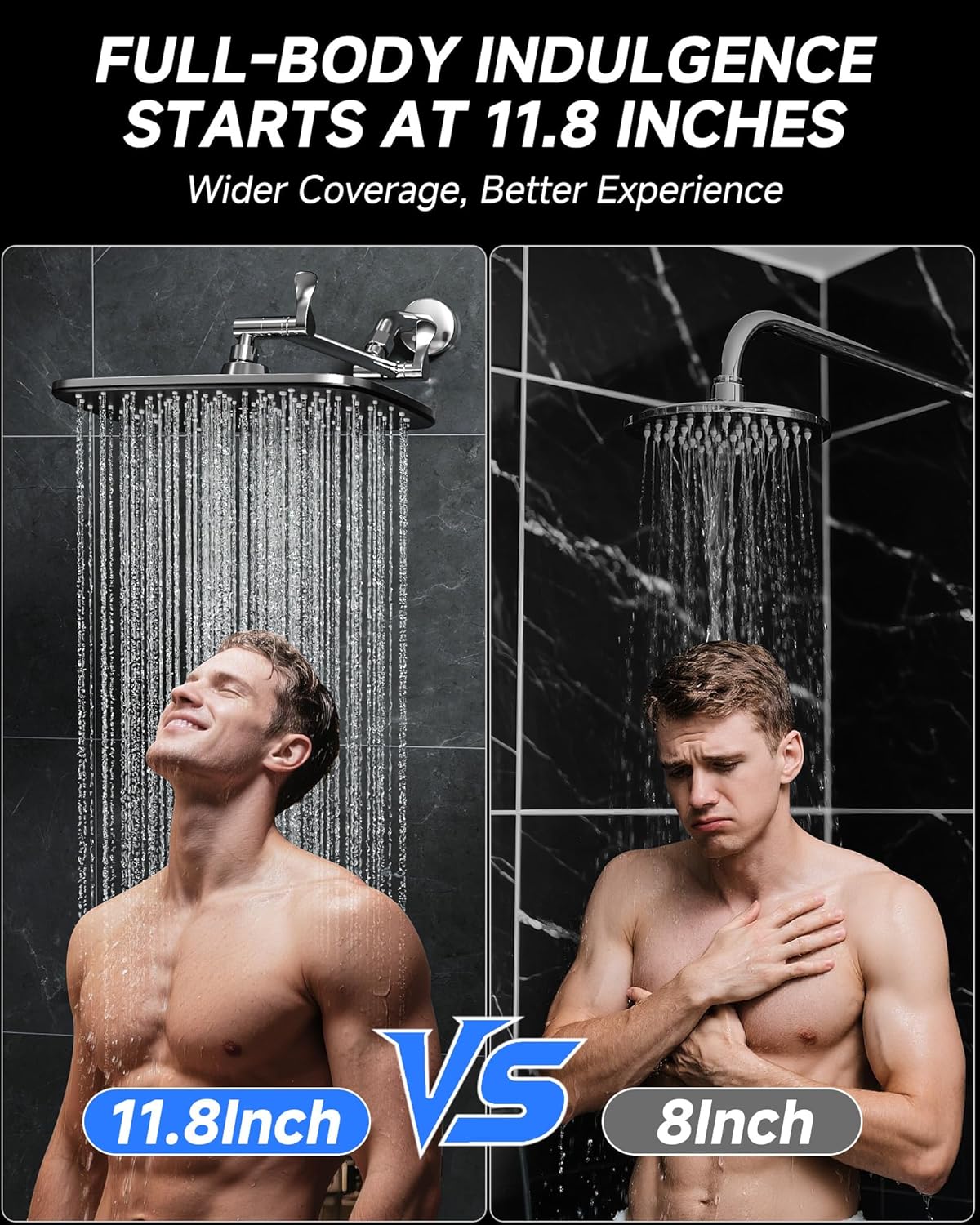 Veken | Rain Shower Head | Matte Black | 2.5gpm - aborderproducts