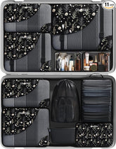 Travel Makeup Organizer M3V1 (6+5) 11-Piece Set Black Floral