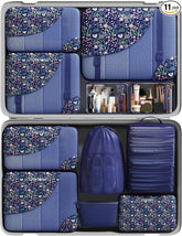 11 Set Packing Cubes for Travel,Gifts for Women Mom Kids,TSA Approved Bags for Makeup,Cosmetic,Toiletry,Suitcase Organizers for Checked Luggage,Cruise Essentials,Airplane Accessories,Dark Blue Floral
