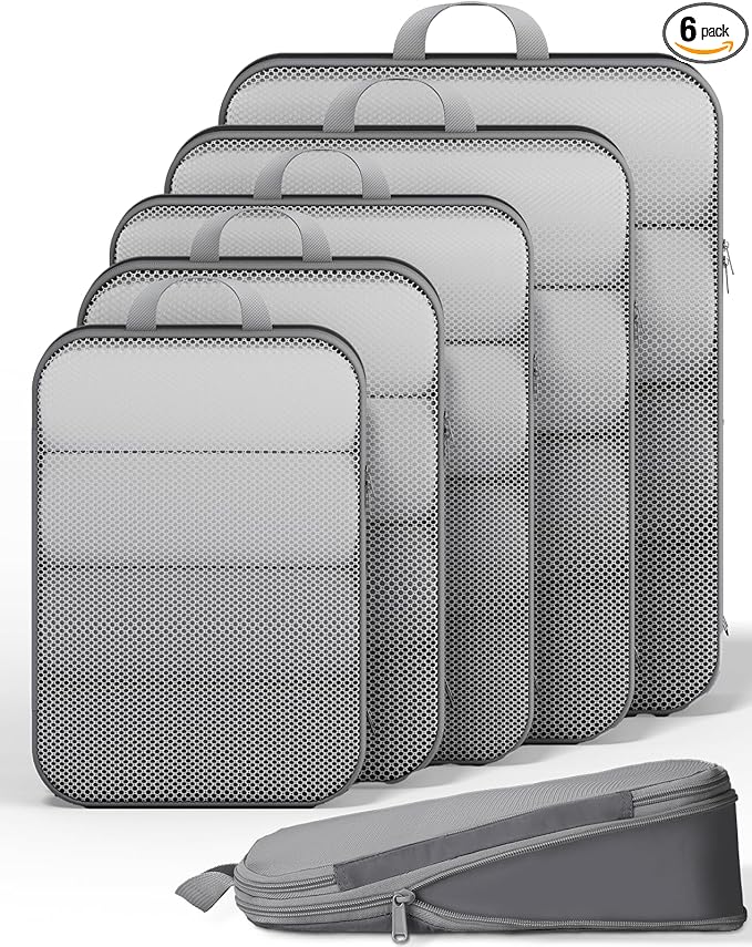 Veken 6 Set Compression Packing Cubes(Gray) - aborderproducts