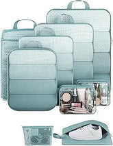Veken 9 Set Compression Packing Cubes(Blue Gray) - aborderproducts