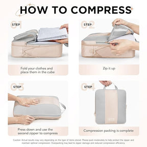 OlarHike | Compression Packing Cubes | 10 Sets | Beige