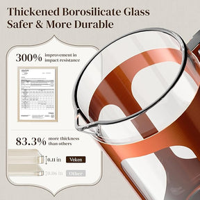 Veken French Press Coffee Maker 34oz 1 L, Heat Resistant Thickened Borosilicate Glass, No Plastic Touching Cafe, Stainless Steel Brewer, Cold Brew Cafetera Teapot for Kitchen Travel Camping, Copper - aborderproducts
