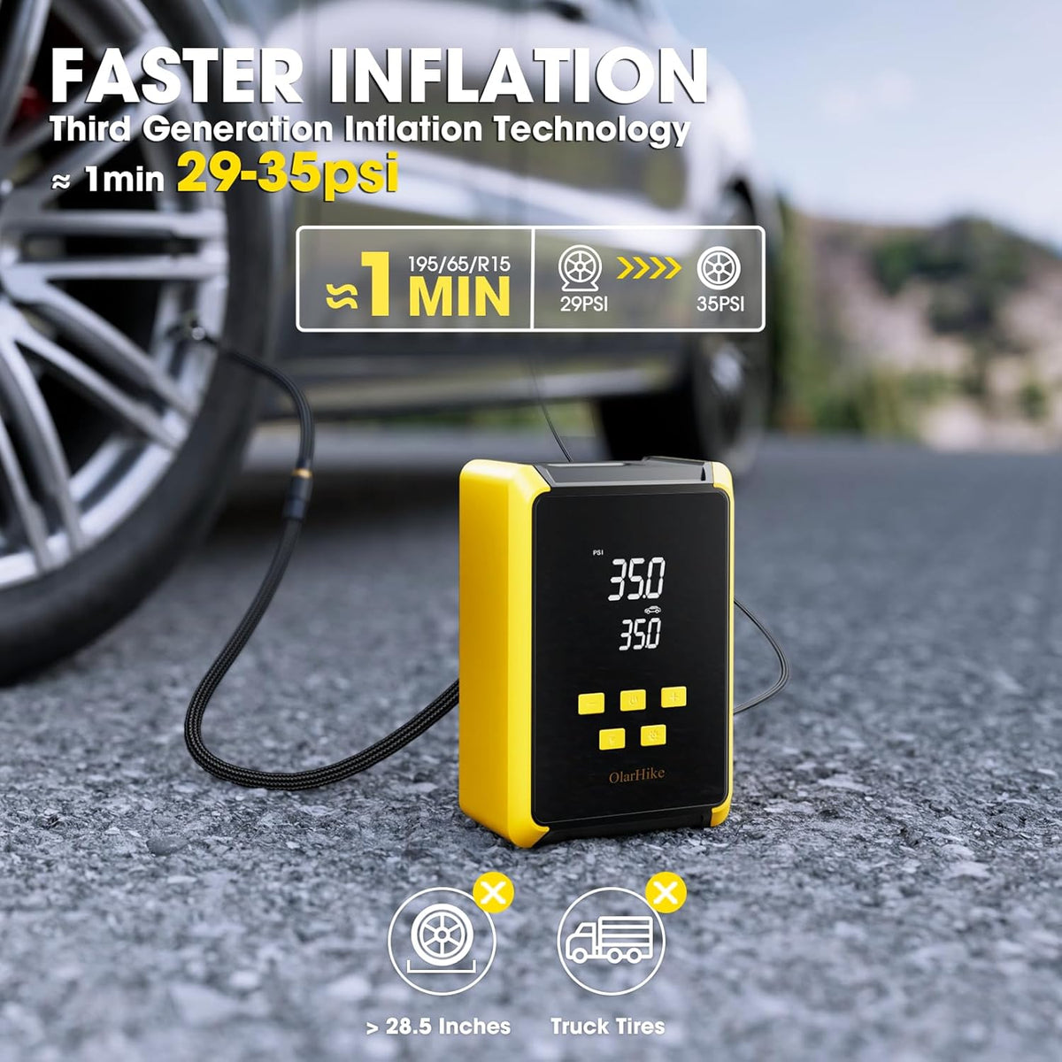 OlarHike | Electric Tire Inflator | Yellow