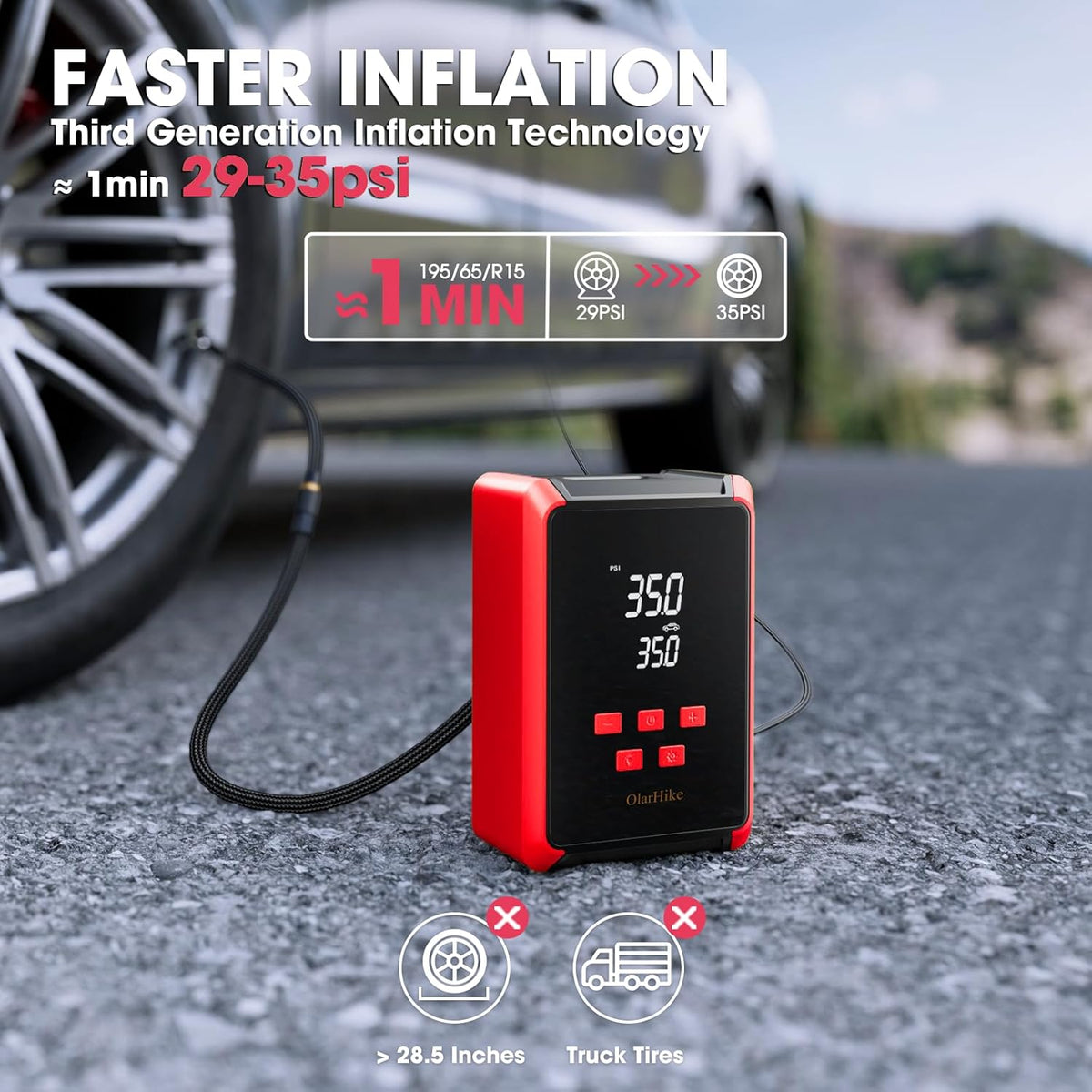 OlarHike | Electric Tire Inflator | Red