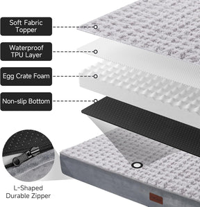 OhGeni | Dog Bed | Houndstooth Fabric | 41 Inches | Gray - aborderproducts