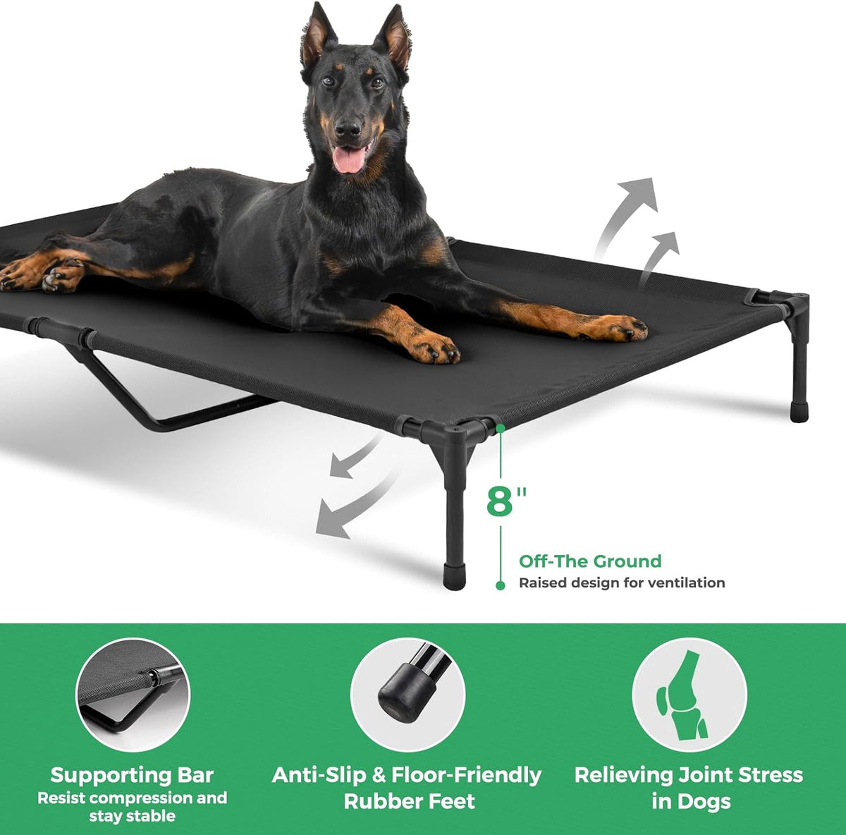 OhGeni | Elevated Dog Bed | 59 inches | Black