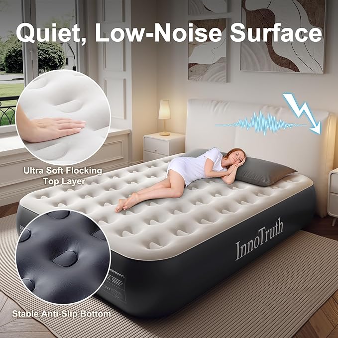 InnoTruth | Air Mattress | 13" | Queen | Dark Gray - aborderproducts