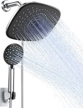 Veken 10 Inch Shower Head with Handheld, 2.5GPM High Pressure Showerhead Combo with 5 Handheld Water Spray Modes, Dual Shower Heads, Chrome - aborderproducts