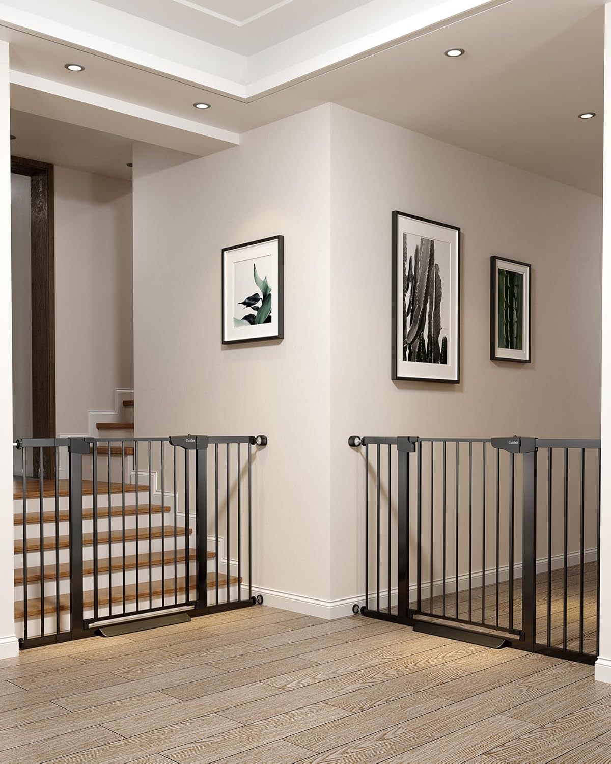 Cumbor | 2 Pack | 29.7"-51.5 x 30.5"" | Baby Gate Extra Wide| Black - aborderproducts