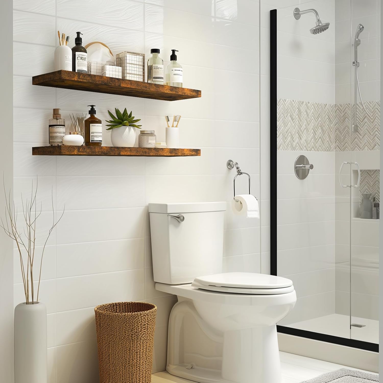 BAYKA | Floating Shelves | 36 inches | 2-Pack | Rustic Brown - aborderproducts