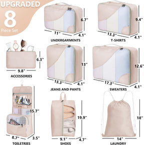 OlarHike | Packing Cubes | 8 Set | Cream