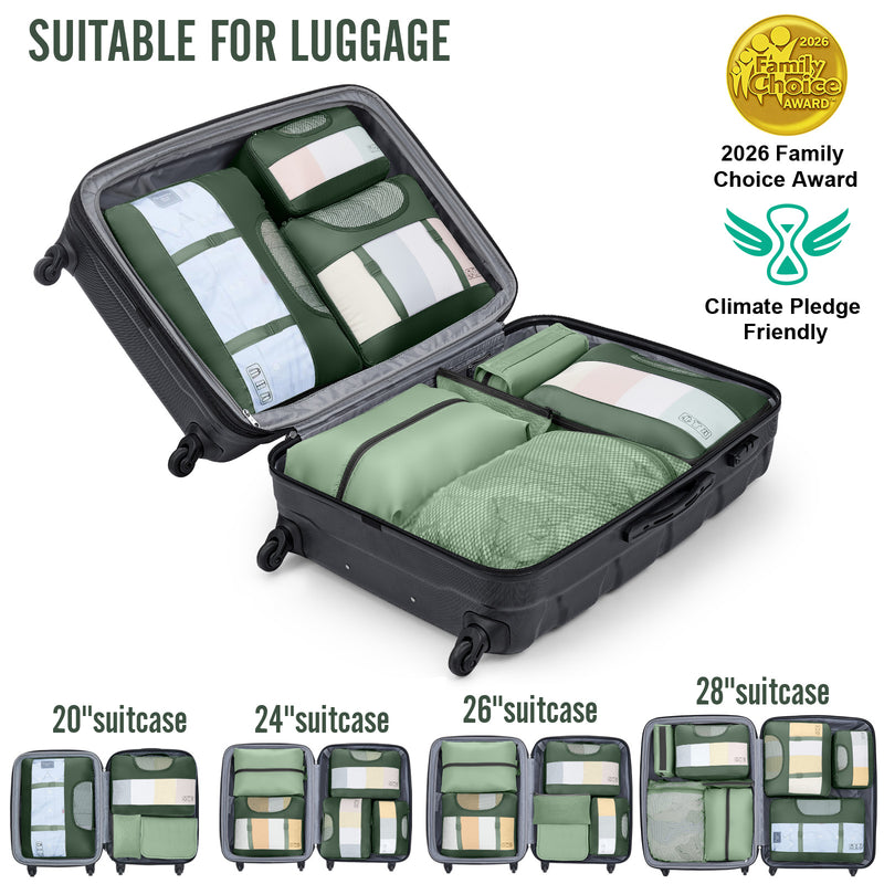 Veken 8 Set Packing Cubes for Travel Essentials, Suitcase Organizer Bags in 4 Sizes, Carry-On Luggage Accessories with Large Laundry & Hanging Toiletry Bag, Must-Have for Airplane, Road Trip & Camping-zoom-