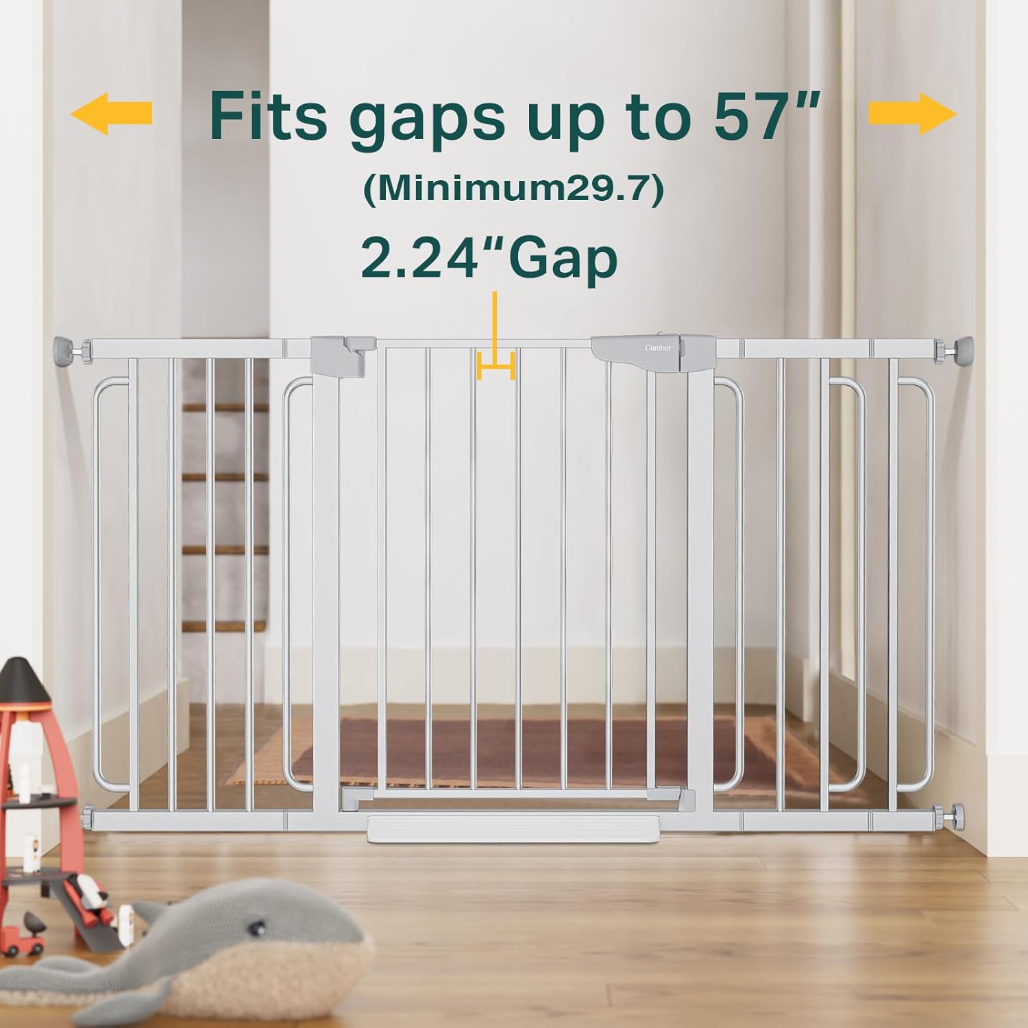 Cumbor | Baby Gate | 29.7-57" | Silver